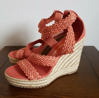 £6.99 • Buy Jean Michel Cazabat Espadrilles Wedge Sandals Size 5.5 Salmon Pink