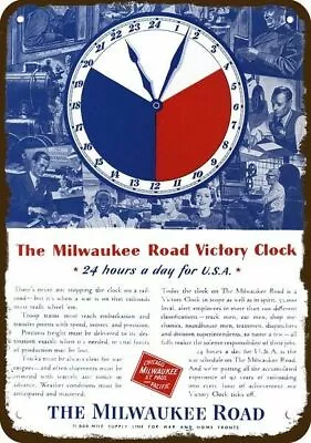 1943 THE MILWAUKEE ROAD Railroad Victory Clock DECORATIVE REPLICA METAL SIGN • $24.99