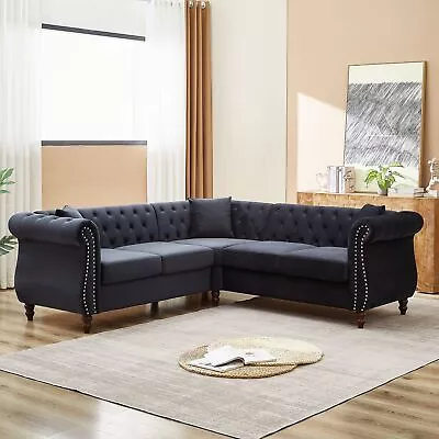 83.5  L-Shaped 5-Seater Velvet Upholstered Sectional Sofa Couch For Living Room • $999.90