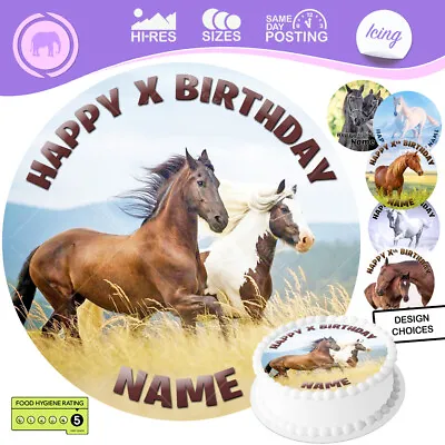 Horse Pony Cake Topper Decoration Riding Round Circle Personalised Edible Icing • £14.47