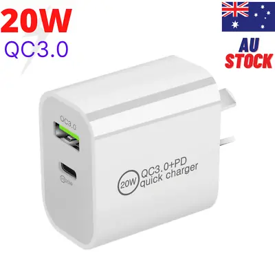 $10.89 • Buy Fast 20W QC3.0 DUAL PD USB-C Type C Wall Charger Adaptor For Android IPhone IPad