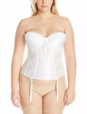 $32 • Buy Va Bien WHITE Lacy Strapless Bustier, US 40B