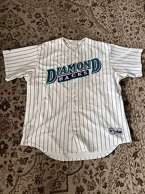 Vintage Arizona Diamondbacks Pinstripe Jersey Majestic Made In Korea MLB XXL • $34