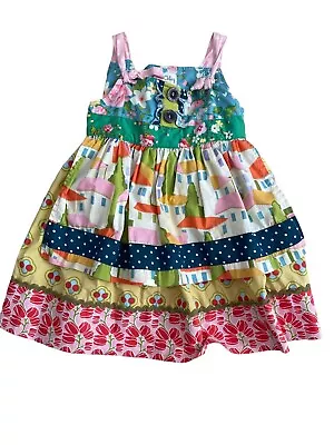 Matilda Jane Yellow Perry Inn Apron Floral Knot Dress Sz 2 • $19.90