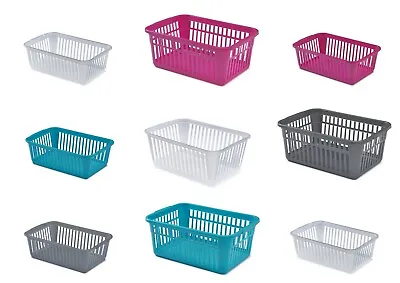 £3.99 • Buy  Plastic  Handy Storage Baskets Tidy Organiser 4 Colours 4 Sizes