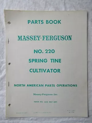 1980 Massey Ferguson MF220 Spring Tine Cultivator Parts Book Catalog • $14.99