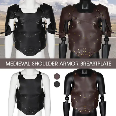 Medieval PU Leather Shoulder Chest Vest Armor Warriors Knights Costume. • $55.60