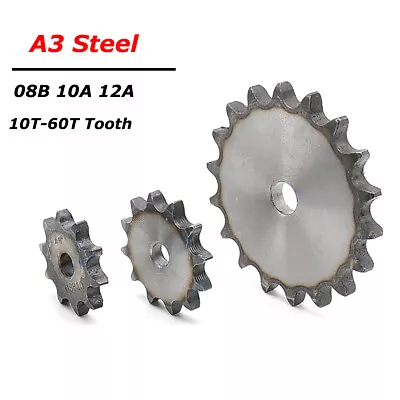 08B 10A 12A Chain Drive Flat Sprocket 10T-60T Tooth A3 Steel Transmission Gears • $5.29