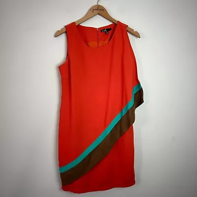 C. Luce Orange Faux Suede Trim Sleeveless Shift Dress Medium M • $25.19