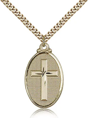 Gold Filled Cross Necklace For Men On 24 Chain - 30 Day Money Back Guarantee • $247.50