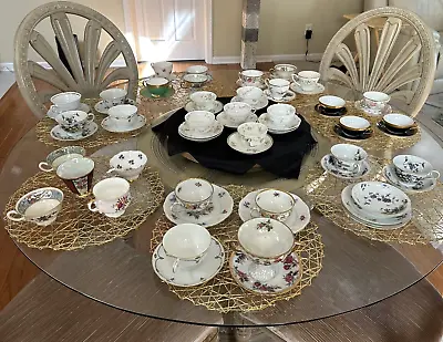 Vintage Large Lot Teacups Saucers Etc. 68 Pieces-lenox Shelley J.p.l. Etc. • $149.95