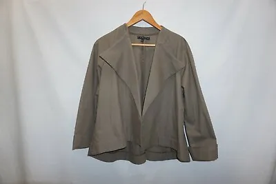 ELM DESIGN Jacket S Lagenlook Taupe Open Drape Medium Fall Winter Weight Cotton • $40