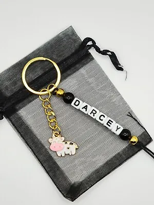  Personalised Cute Cow Keyring Cow Gifts Cow Bag Name Tag Farm Gifts  • £3.91