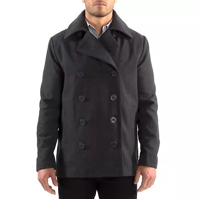 Alpine Swiss Mason Mens Wool Blend Pea Coat Jacket Double Breasted Dress Coat • $59.99