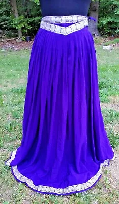 VTG Purple Skirt Embroidery Floor Length LONG Tall Boho Belly Dancing Renfaire S • $115