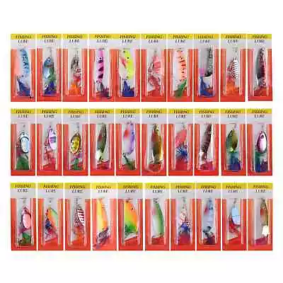 30PCS Roostertail Spinner Fishing Lures Metal Spoon Lures With Feathered Treble  • $19.96