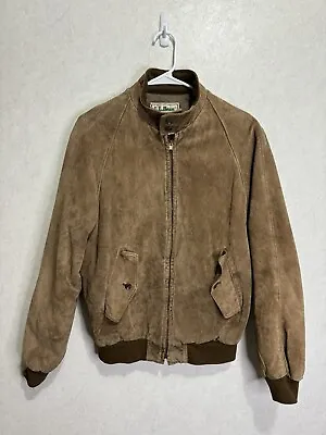 LL BEAN Vintage 100% Suede Leather Harrington Bomber Jacket Tan Size 38 • $100