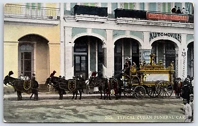 Postcard Cuba Havana The Funeral Car Horse Drawn Hearse C1910s AP10 • $14.99