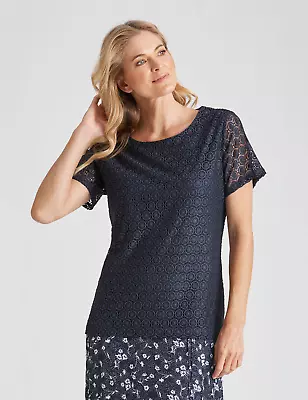 NONI B - Womens Tops -  Short Sleeve Floral Lace Top • $14.48