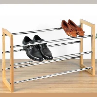 $36.50 • Buy ✅3 Tiers Layers Bamboo Shoe Rack Storage Organizer Wooden Shelf Stand Shelves AU