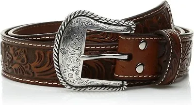 Nocona Western Mens Belt Leather Tooled Floral N2446008 • $35