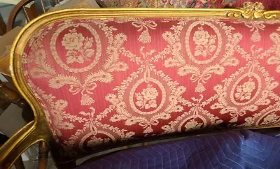 Exquisite French Louis XV Antique Settee In Gold And Red • $4000