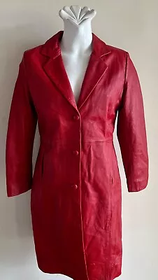 Red Soft Leather Womens Size 8-12 Coat DORMEUIL ENGLAND For Dolphin Shop • $75