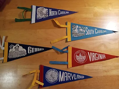 VINTAGE 1950's SOUVENIR STATE FELT PENNANTS  • $19.99