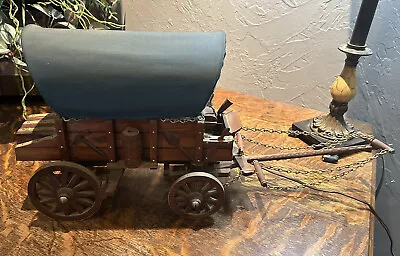 $125 • Buy Vintage Wooden Western Covered Ranch Wagon Wood Table Lamp Farmhouse Works