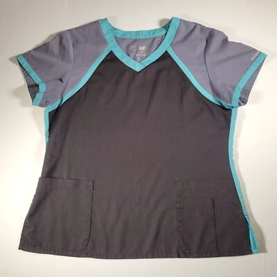 $14.92 • Buy Grey's Anatomy By Barco Active Women’s Scrub Top XLarge Grey Black Teal 