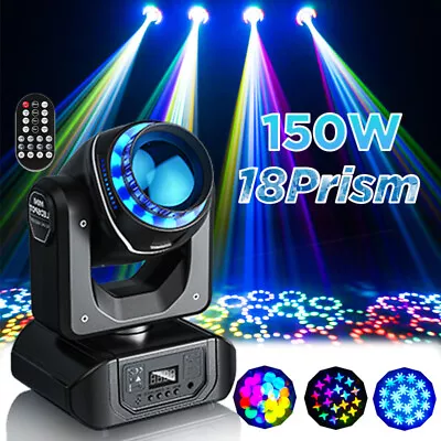 150W 18Prism LED Moving Head Light RGBW Gobo Beam Stage Lighting DJ Disco DMX US • $111.14