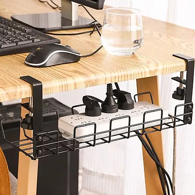 Under Desk Cable Management Tray Cord Holder Storage Office Home Wire Rack Tidy  • £9.49