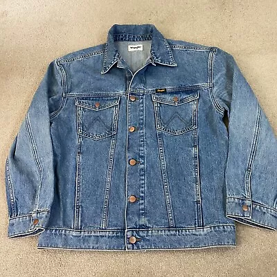 Wrangler Denim Jacket Mens Large Blue Button Up Heavyweight Pockets Casual • $40.41