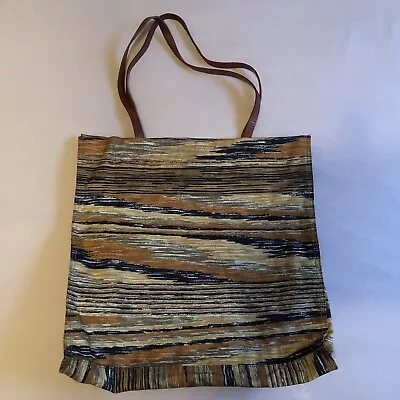 Missoni Orange Black Grey Streak Nylon And Leather Tote Bag Rare • $100.82