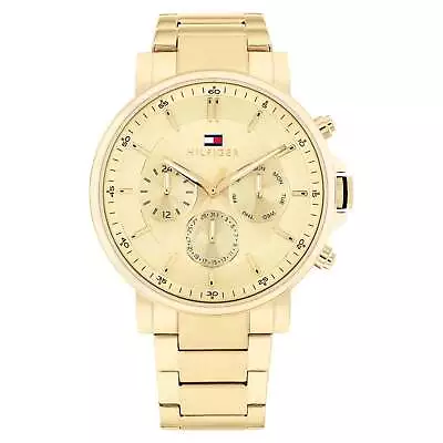 Tommy Hilfiger Gold Steel Champagne Dial Multi-function Men's Watch - 1710611 • $279