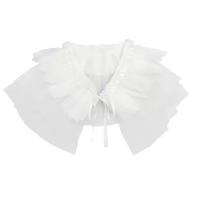 Womens Cape Masquerade Shawl Cosplay Shoulder Wrap Feather Shrug Vintage Tulle • $7.43