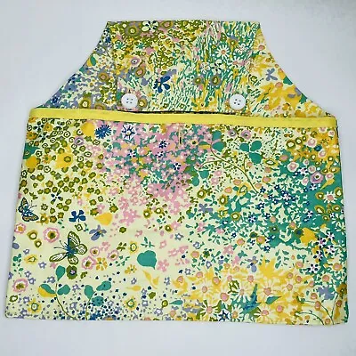 Vintage Handmade Clothes Pin Bag Cloth Butterflies Floral Spring Yellow Pockets • $12.99