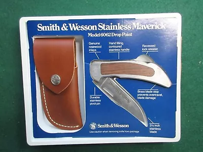 VTG Smith & Wesson Knife Model 6062  440 Maverick Lock Back W/Sheath NOS NIB • $20