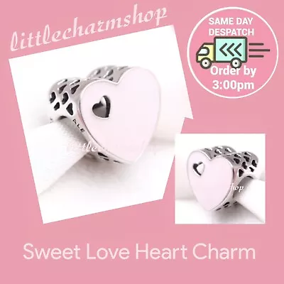 NEW Authentic Genuine PANDORA Silver Sweet Love Heart Charm -791812EN40 RETIRED • $55.70