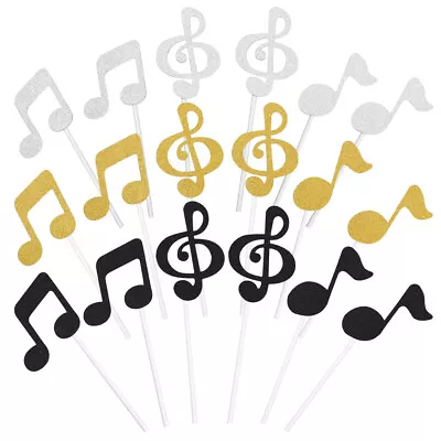 Sparkling Music Notes Cupcake Toppers For Gold Party Decor (18pcs) • $7.68