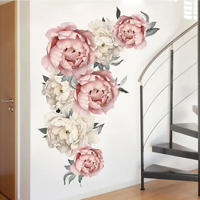 £2.79 • Buy Large Peony Rose Flower Living Room Art Wall Stickers Home Background Decal UK