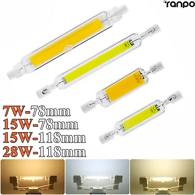 Dimmable R7S LED Glass Tube Light Ceramic COB Bulbs 7W 15W 28W 78mm 118mm Lamps • $5.48