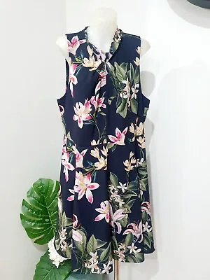 $38 • Buy Portmans Plus Size 16 Black Floral Dress High Neck Party