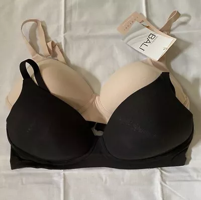 Lot 2 Bali DFM222 Comfort T-Shirt Bras Wire Free Lined Cotton Blend Womens 36C • $24.95