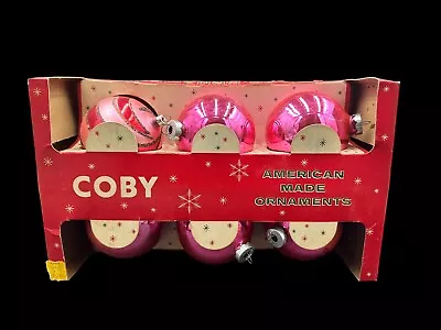 Six Vintage MCM Coby Glass Christmas Ornaments Original Box • $19.99