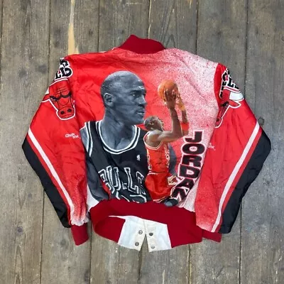 Chalk Line Bomber Jacket Michael Jordan Chicago Bulls NBA Coat White Womens XS • $184.97