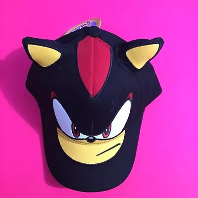 SHADOW Hat Sonic The Hedgehog Shadow Big Face Snapback Baseball Hat 3D EARS SEGA • $19.95
