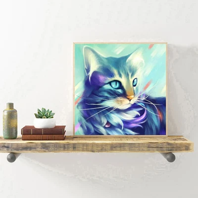 $12.31 • Buy Cat DIY 5D Diamond Painting Rhinestone Full Round Drill For Room Decoration
