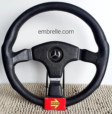 MOMO Leather Steering Wheel Mercedes W123 W124 W201 1989 Made In Italy • $419.99
