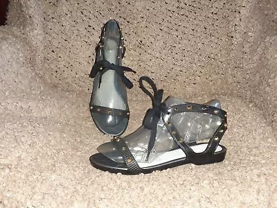 MELISSA & JASON WU-Artemis III Black Sandals/Gold Studs-Sz 6-Excellent • $24.99